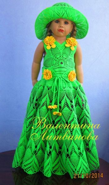 Работы Валентины Литвиновой: платье и шляпка крючком